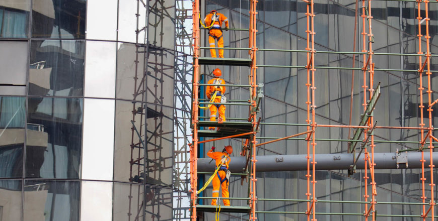 The Basics of Fall Prevention course provided by Essential Safety Services is designed to teach construction workers how to safely work in high fall risk construction sites like high-rise buildings safely.